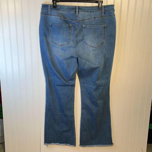 Wax Jeans Boot Cut Frayed Hem Jeans Women’s 22 Plus Blue Stretch Classic Western - Picture 6 of 9